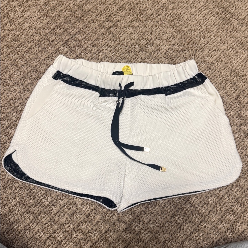Forever 21 White Shorts with Black Accents